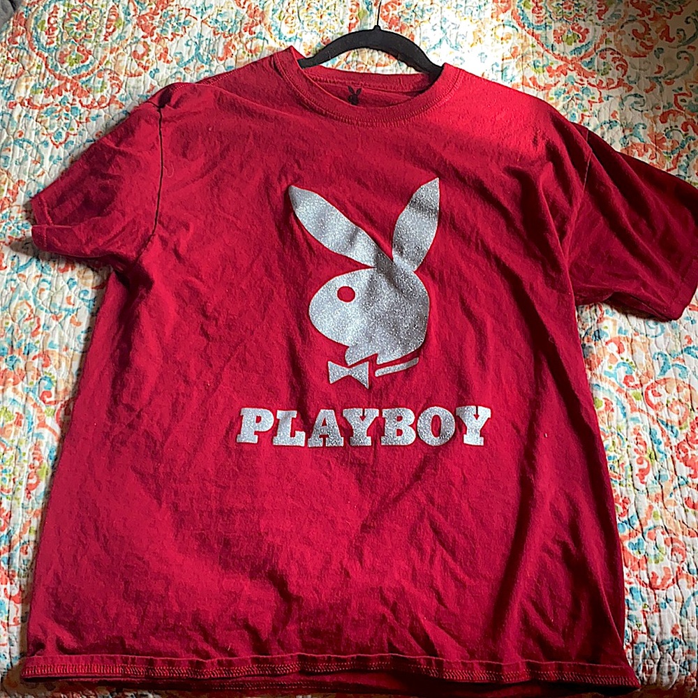Playboy glitter red logo tee
